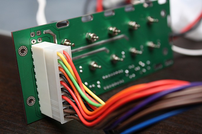 Rear view of assembled prototype. Rear view of final assembled prototype showing ATX cable connected.